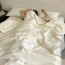 GobekUsa Bear Floral Embroidery Summer Blanket Set with Cooling Feel
