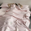 GobekUsa Bear Floral Embroidery Summer Blanket Set with Cooling Feel
