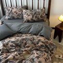 GobekUsa 100% Cotton Double-Layer Floral Jacquard Duvet Cover Set