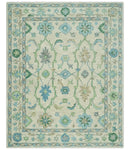 Floral Beige, Gray, Blue and Green Oriental Oushak Hand Tufted 8x10 wool Area rug by The Rug Decor