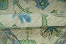 Floral Beige, Gray, Blue and Green Oriental Oushak Hand Tufted 8x10 wool Area rug by The Rug Decor