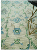 Floral Beige, Gray, Blue and Green Oriental Oushak Hand Tufted 8x10 wool Area rug by The Rug Decor