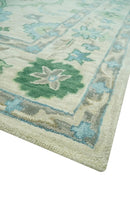 Floral Beige, Gray, Blue and Green Oriental Oushak Hand Tufted 8x10 wool Area rug by The Rug Decor