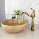 GobekUsa Black Ceramics Sink with Hand-Painted Waterfall Design and Brass Faucet