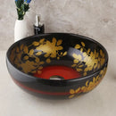 GobekUsa Black Ceramic Hand-Painted Washbasin with Swivel Brass Faucet