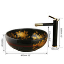 GobekUsa Black Ceramic Hand-Painted Washbasin with Swivel Brass Faucet
