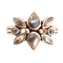Floral Blue Abalone Golden Bronze Ring