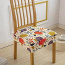 Floral blue and green elastic print chair cover dining room by Decorbites