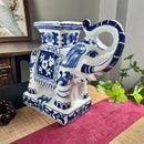 GobekUsa Elephant Statue, Blue & White Ceramic Table Accessory, Home Decor