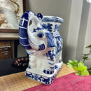 GobekUsa Elephant Statue, Blue & White Ceramic Table Accessory, Home Decor