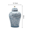 GobekUsa Blue White Ceramic Enamel General Jar Tea Canister Desk Flower Texture Pot