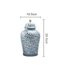 GobekUsa Blue White Ceramic Enamel General Jar Tea Canister Desk Flower Texture Pot