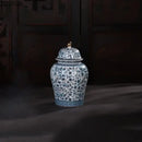 GobekUsa Blue White Ceramic Enamel General Jar Tea Canister Desk Flower Texture Pot
