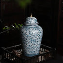 GobekUsa Blue White Ceramic Enamel General Jar Tea Canister Desk Flower Texture Pot
