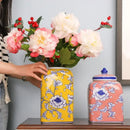 GobekUsa Blue White Porcelain General Jar Flower Vase Crafts Home Decor Jar
