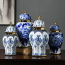GobekUsa Blue White Porcelain General Jar Vase Handicraft Home Decoration Ornaments