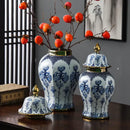 GobekUsa Blue White Porcelain General Jar Vase Handicraft Home Decoration Ornaments