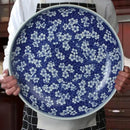 GobekUsa Blue and White Porcelain Serving Plate - Elegant Chinese Tableware for Spaghetti, Roast Turkey, and More