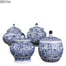 GobekUsa Blue White Porcelain Storage Tank for Living Room Decor & Small Objects.