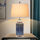 GobekUsa Blue White Porcelain Table Lamp Hat-Covered Jar Bedroom Living Room