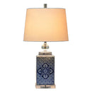 GobekUsa Blue White Porcelain Table Lamp Hat-Covered Jar Bedroom Living Room