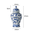 GobekUsa Blue White Porcelain Bird Flower Jar Tea Canister Vase Desk Decor
