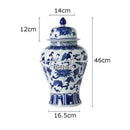 GobekUsa Blue White Porcelain Bird Flower Jar Tea Canister Vase Desk Decor