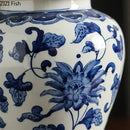 GobekUsa Blue White Porcelain Bird Flower Jar Tea Canister Vase Desk Decor