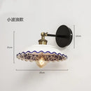 GobekUsa Blue White Porcelain Wall Lamp: Modern Ceramic Sconces for Living Room, Bedroom, Bathroom