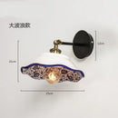 GobekUsa Blue White Porcelain Wall Lamp: Modern Ceramic Sconces for Living Room, Bedroom, Bathroom