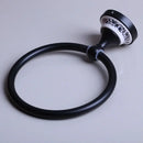 Floral ceramic black stainless steel towel ring bathroom decor by Decorbites