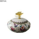 GobekUsa Dragonfly Lid Ceramic Jewelry Box - Round Floral Pattern Storage Jar