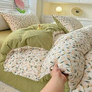 GobekUsa Double-Layer Yarn Printed Cotton Quilt Cover Set - Queen/King/Double/Single Bed