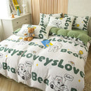 GobekUsa Cat Bear Print Bedding Set Single Queen Girls Boys Fashion