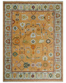 Floral Dark Peach and Ivory Hand knotted 8x10 and 9x12 wool Area Rug by The Rug Decor