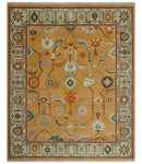 Floral Dark Peach and Ivory Hand knotted 8x10 and 9x12 wool Area Rug by The Rug Decor
