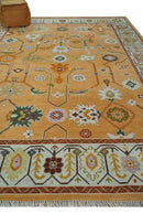 Floral Dark Peach and Ivory Hand knotted 8x10 and 9x12 wool Area Rug by The Rug Decor