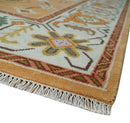 Floral Dark Peach and Ivory Hand knotted 8x10 and 9x12 wool Area Rug by The Rug Decor