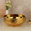 GobekUsa Golden Ceramic Washbasin and Brass Mixer Faucet Set
