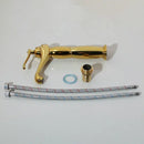GobekUsa Golden Ceramic Washbasin and Brass Mixer Faucet Set