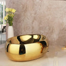 GobekUsa Golden Ceramic Washbasin and Brass Mixer Faucet Set