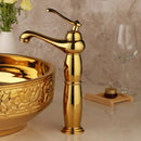 GobekUsa Golden Ceramic Washbasin and Brass Mixer Faucet Set