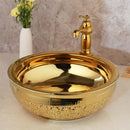 GobekUsa Golden Ceramic Washbasin and Brass Mixer Faucet Set