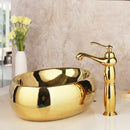 GobekUsa Golden Ceramic Washbasin and Brass Mixer Faucet Set