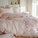 GobekUsa Brushed Volcanic Fleece Cotton Duvet Cover Set with Embroidered Details