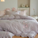 GobekUsa Brushed Volcanic Fleece Cotton Duvet Cover Set with Embroidered Details