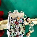 Floral enamel perfume bottles with crystal stopper bedroom decor by Decorbites