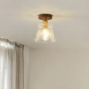 GobekUsa Glass LED Ceiling Lamp Copper Walnut Modern Living Room Lighting Fixtures