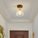 GobekUsa Glass LED Ceiling Lamp Copper Walnut Modern Living Room Lighting Fixtures