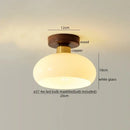 GobekUsa Glass LED Ceiling Lamp Copper Walnut Modern Living Room Lighting Fixtures
